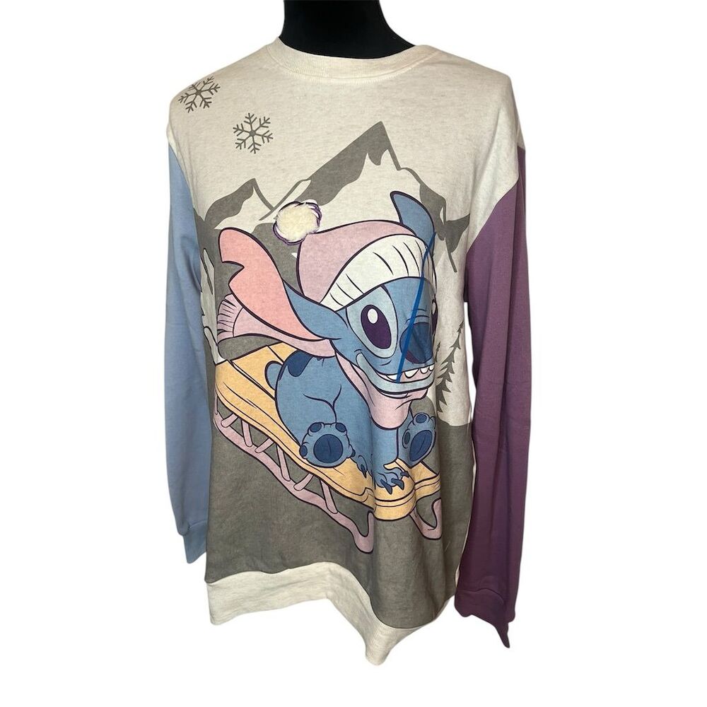 NWT Disney Women's Stitch Sledding Fleece Sweatshirt Size‎ L Multicolor - Picture 3 of 9